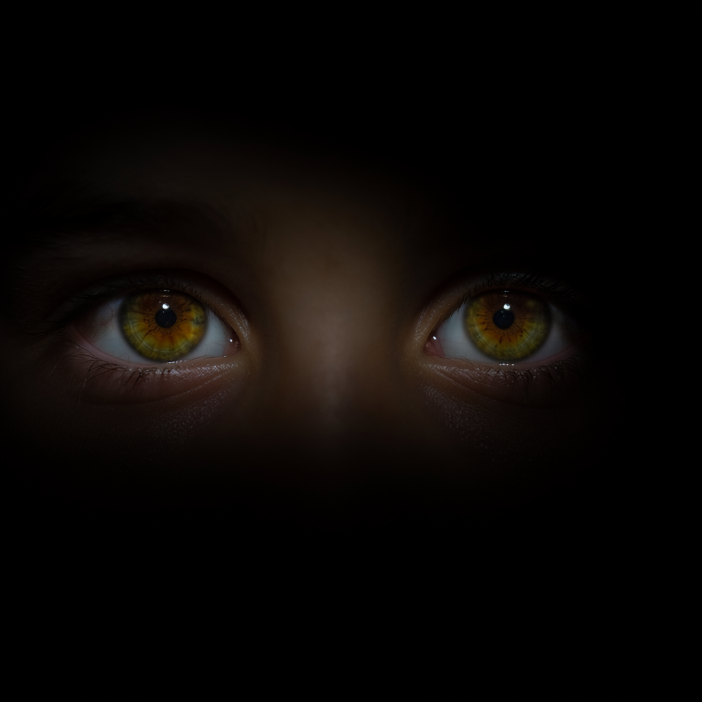 Hazel eyes in the dark